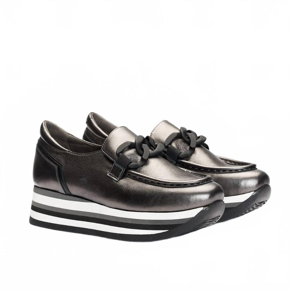 NEW SOFTWAVES women's cala platform shoes in pewter/black